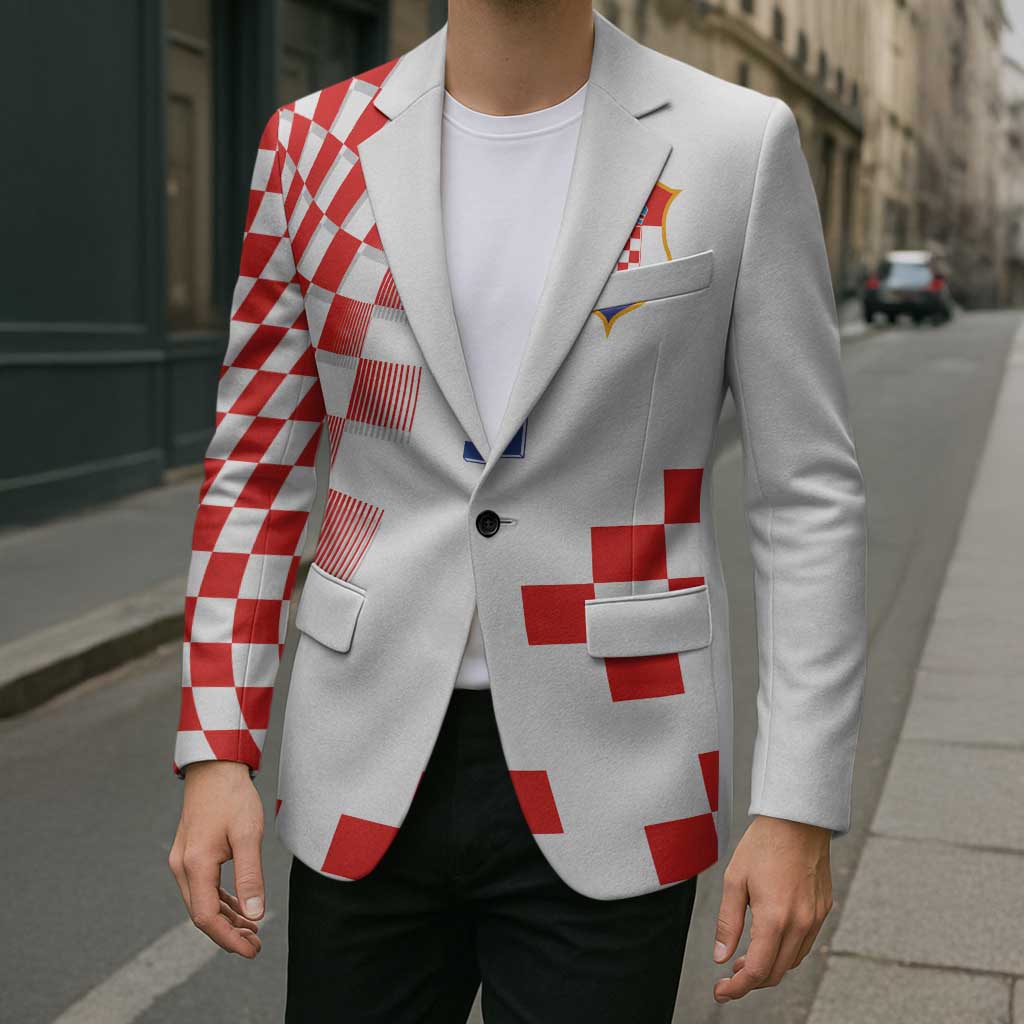Custom Croatia National Football Blazer Dynamic Red Heritage Checkerboard Pattern