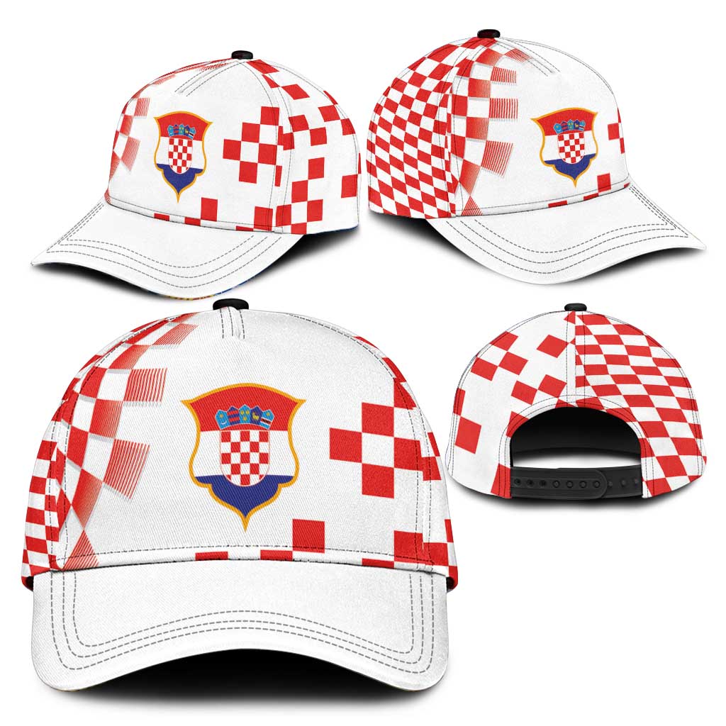Croatia National Football Classic Cap Dynamic Red Checkerboard Pattern With Heritage National Crest