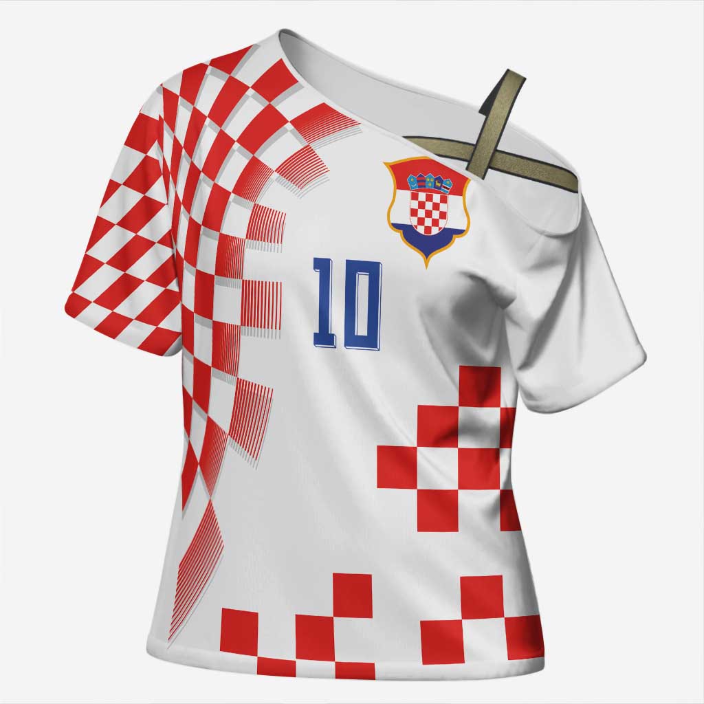 Custom Croatia National Football Cross Shoulder Shirt Dynamic Red Heritage Checkerboard Pattern