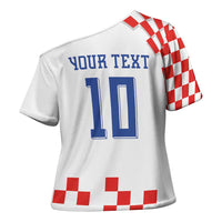 Custom Croatia National Football Cross Shoulder Shirt Dynamic Red Heritage Checkerboard Pattern