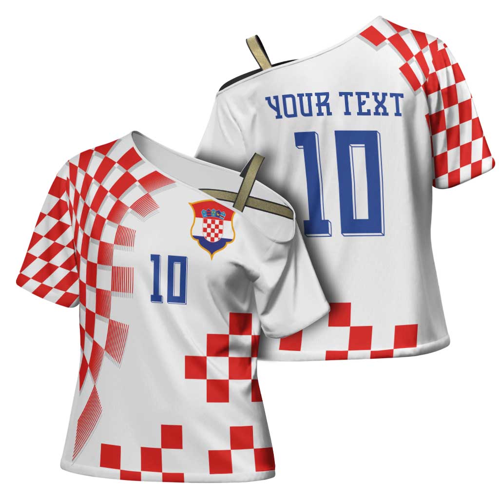 Custom Croatia National Football Cross Shoulder Shirt Dynamic Red Heritage Checkerboard Pattern