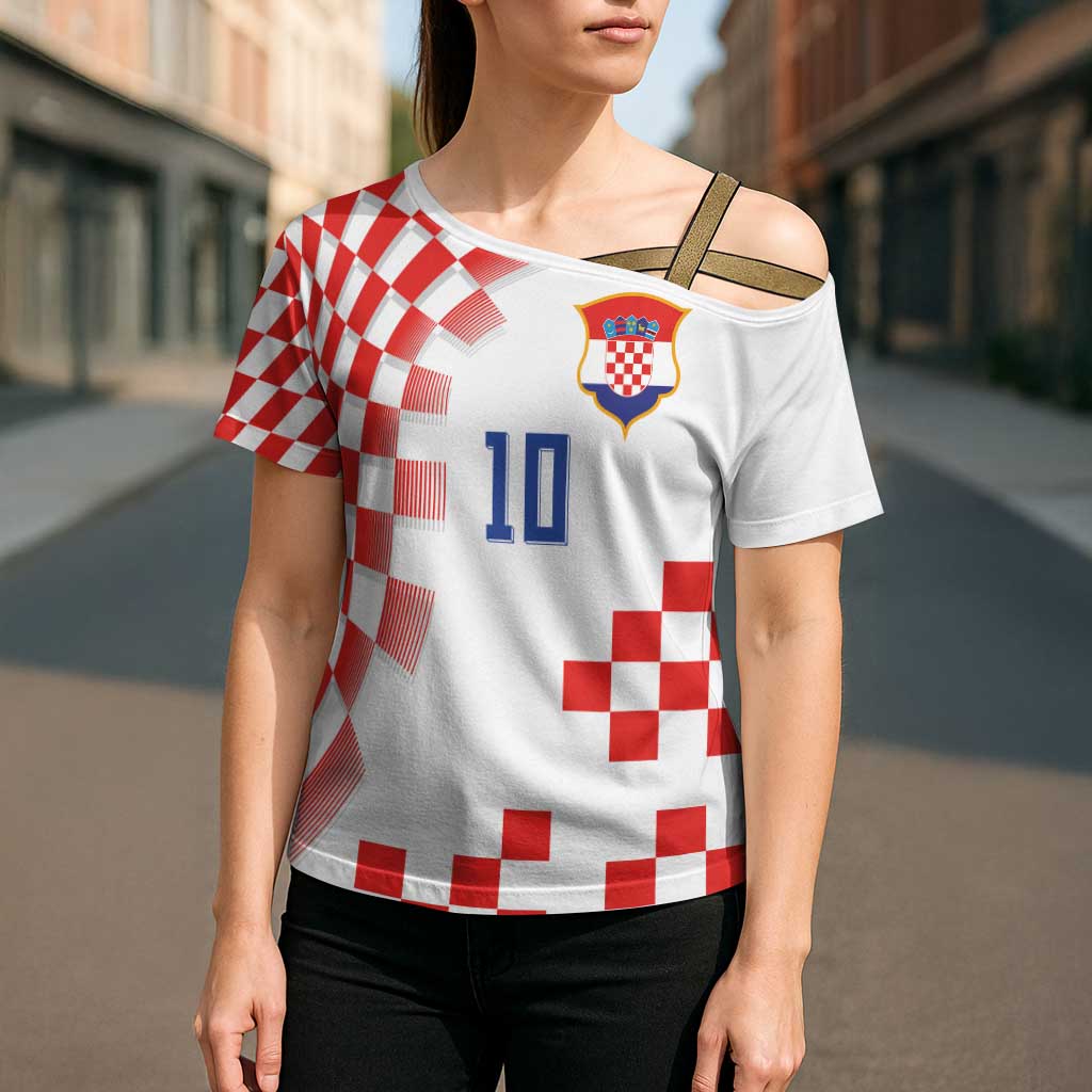 Custom Croatia National Football Cross Shoulder Shirt Dynamic Red Heritage Checkerboard Pattern