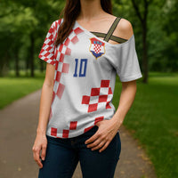 Custom Croatia National Football Cross Shoulder Shirt Dynamic Red Heritage Checkerboard Pattern