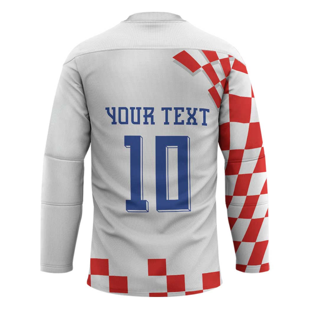 Custom Croatia National Football Hockey Jersey Dynamic Red Heritage Checkerboard Pattern