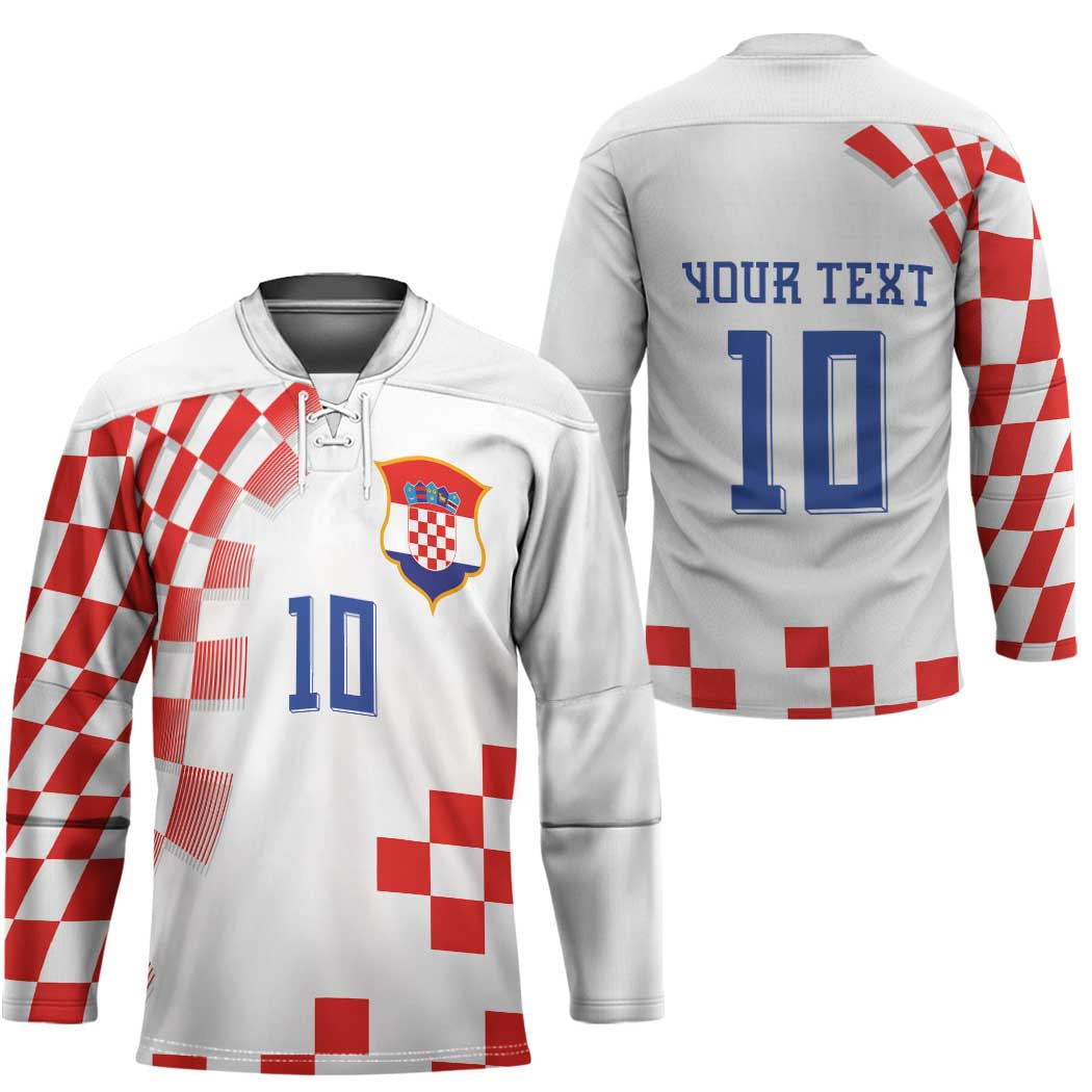 Custom Croatia National Football Hockey Jersey Dynamic Red Heritage Checkerboard Pattern