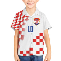 Custom Croatia National Football Kid Hawaiian Shirt Dynamic Red Heritage Checkerboard Pattern