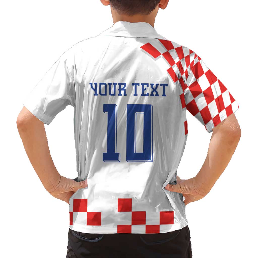 Custom Croatia National Football Kid Hawaiian Shirt Dynamic Red Heritage Checkerboard Pattern