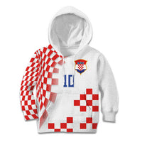 Custom Croatia National Football Kid Hoodie Dynamic Red Heritage Checkerboard Pattern