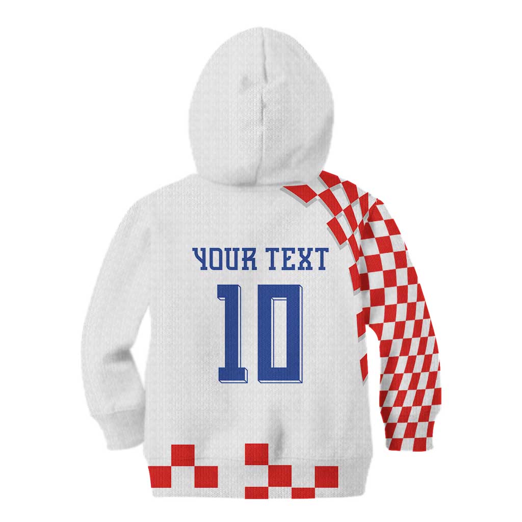 Custom Croatia National Football Kid Hoodie Dynamic Red Heritage Checkerboard Pattern