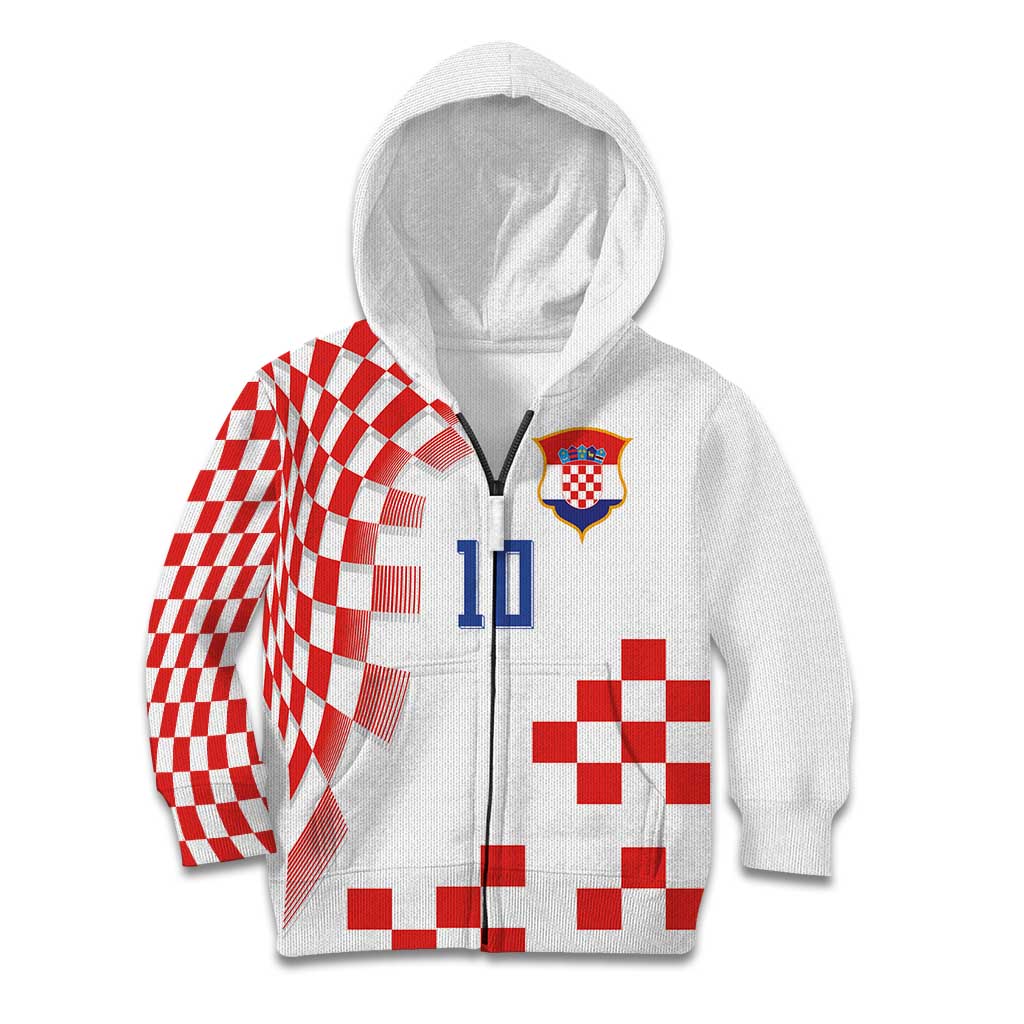 Custom Croatia National Football Kid Hoodie Dynamic Red Heritage Checkerboard Pattern