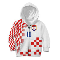 Custom Croatia National Football Kid Hoodie Dynamic Red Heritage Checkerboard Pattern