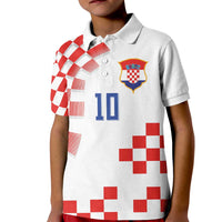 Custom Croatia National Football Kid Polo Shirt Dynamic Red Heritage Checkerboard Pattern
