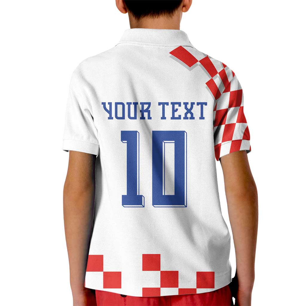 Custom Croatia National Football Kid Polo Shirt Dynamic Red Heritage Checkerboard Pattern