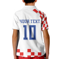 Custom Croatia National Football Kid Polo Shirt Dynamic Red Heritage Checkerboard Pattern