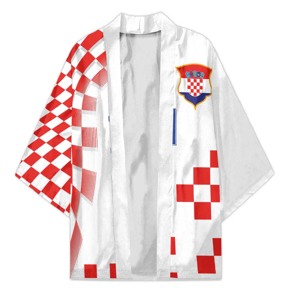 Custom Croatia National Football Kimono Dynamic Red Heritage Checkerboard Pattern