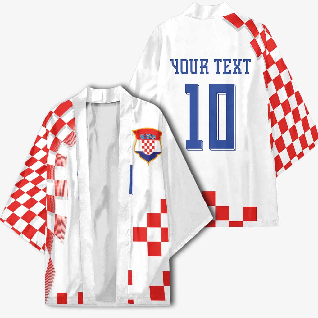 Custom Croatia National Football Kimono Dynamic Red Heritage Checkerboard Pattern