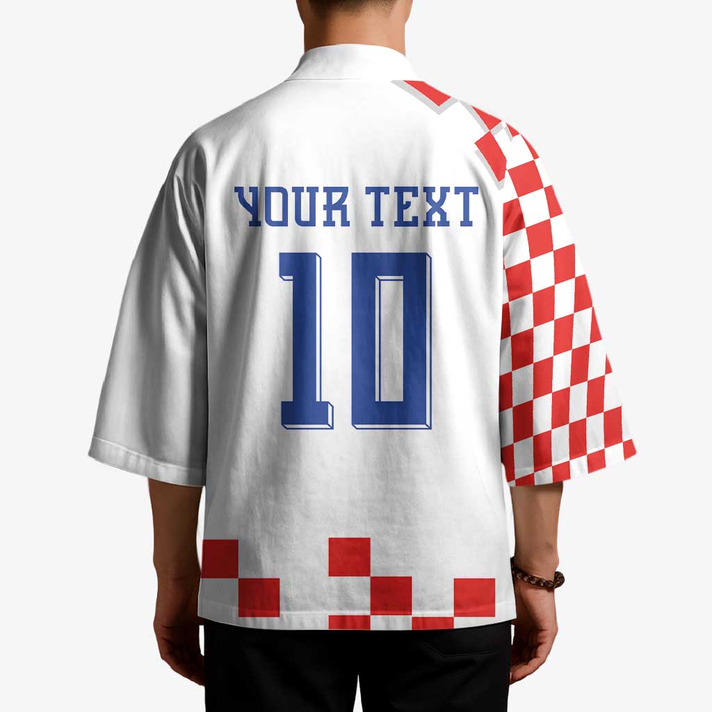 Custom Croatia National Football Kimono Dynamic Red Heritage Checkerboard Pattern