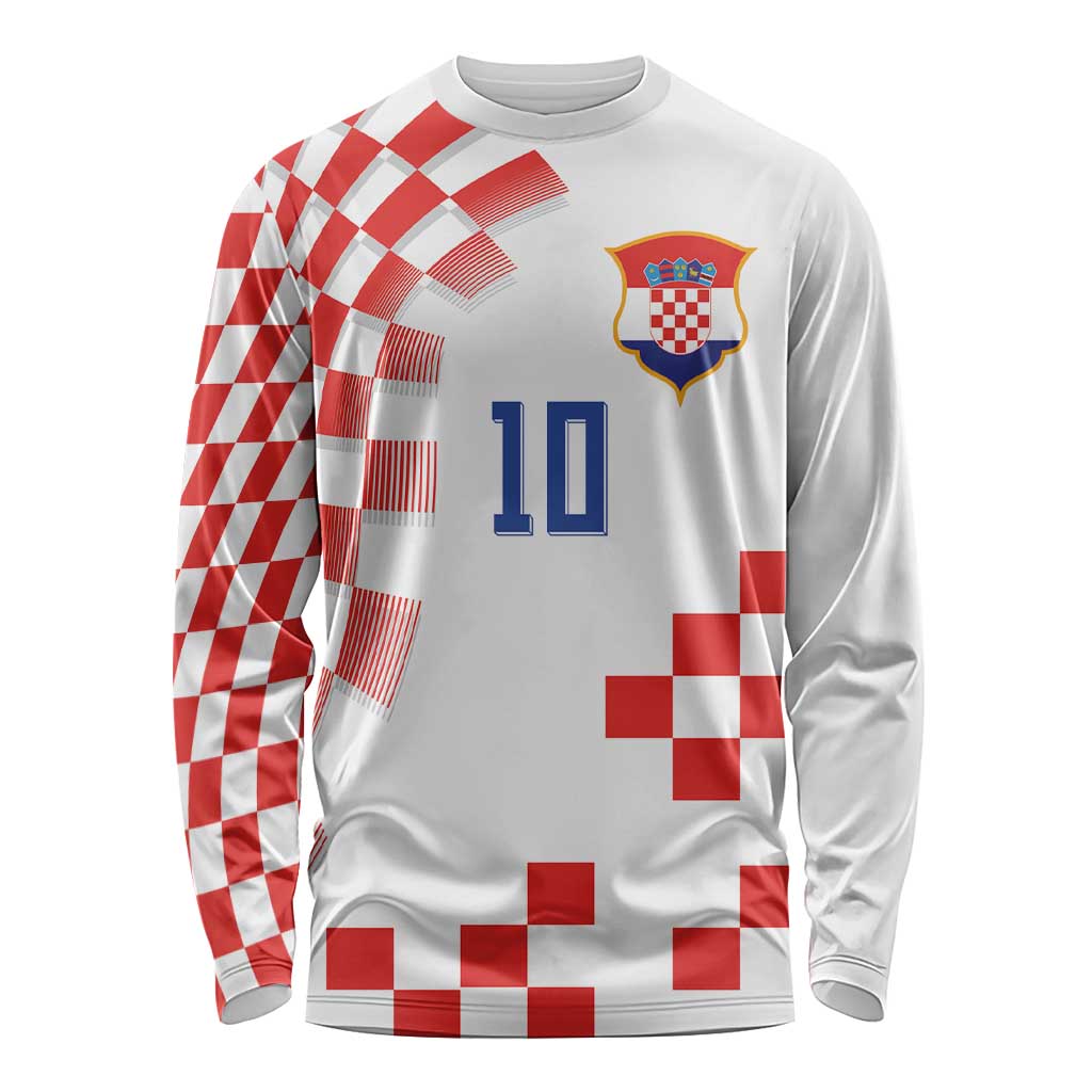 Custom Croatia National Football Long Sleeve Shirt Dynamic Red Heritage Checkerboard Pattern