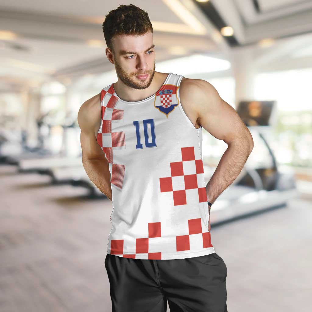 Custom Croatia National Football Men Tank Top Dynamic Red Heritage Checkerboard Pattern
