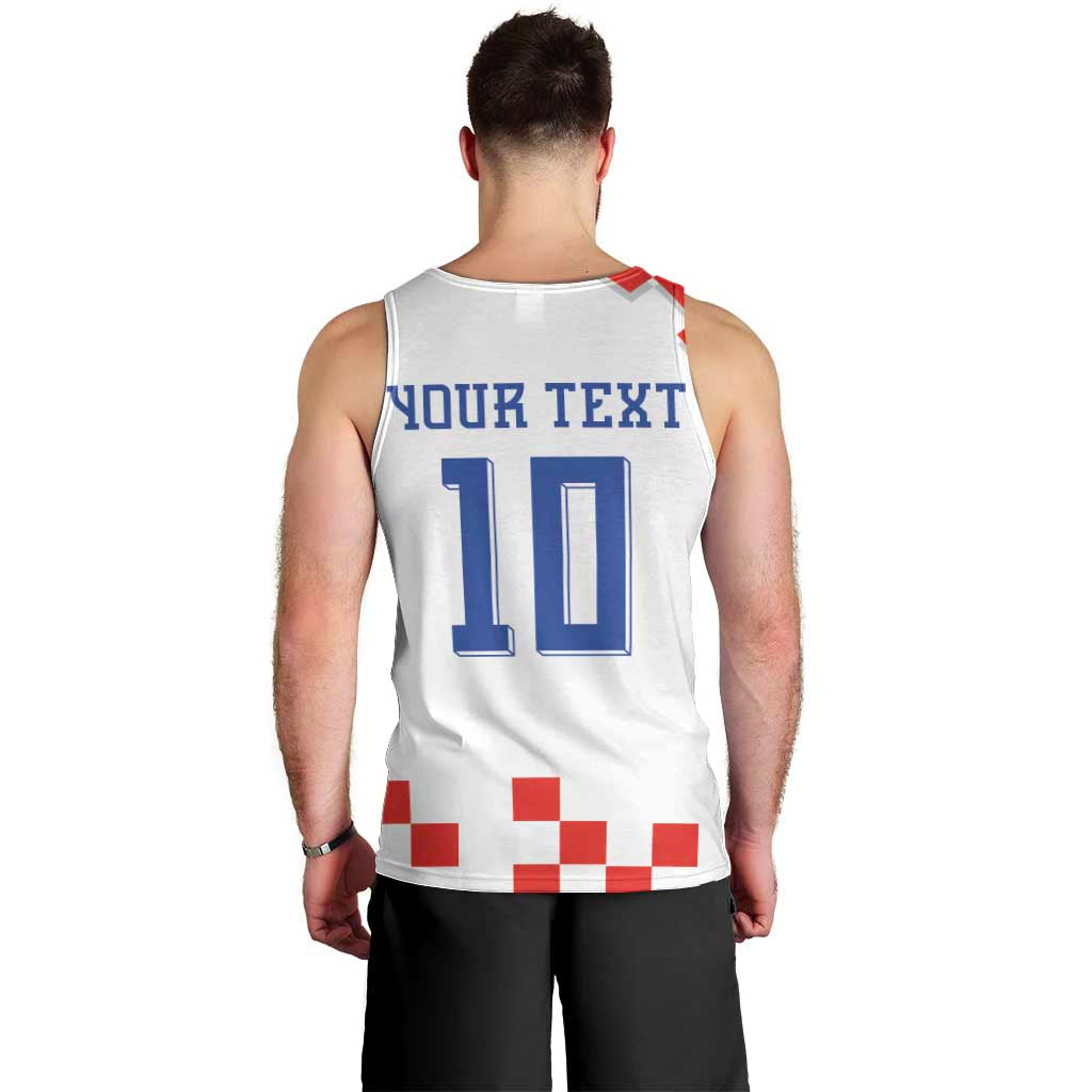 Custom Croatia National Football Men Tank Top Dynamic Red Heritage Checkerboard Pattern