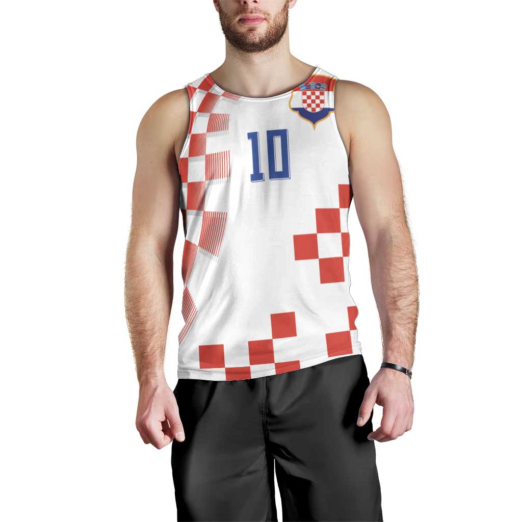 Custom Croatia National Football Men Tank Top Dynamic Red Heritage Checkerboard Pattern