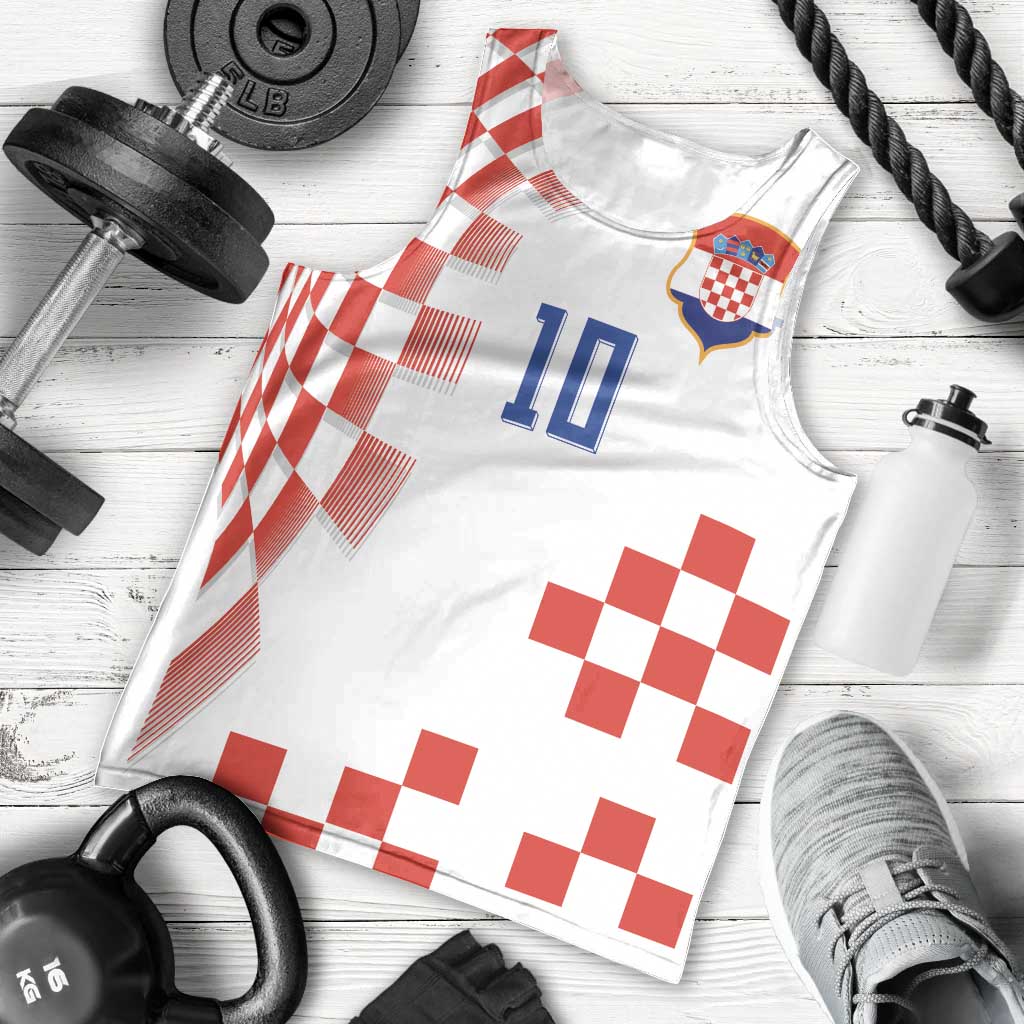 Custom Croatia National Football Men Tank Top Dynamic Red Heritage Checkerboard Pattern