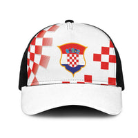 Croatia National Football Mesh Trucker Cap Dynamic Red Checkerboard Pattern With Heritage National Crest