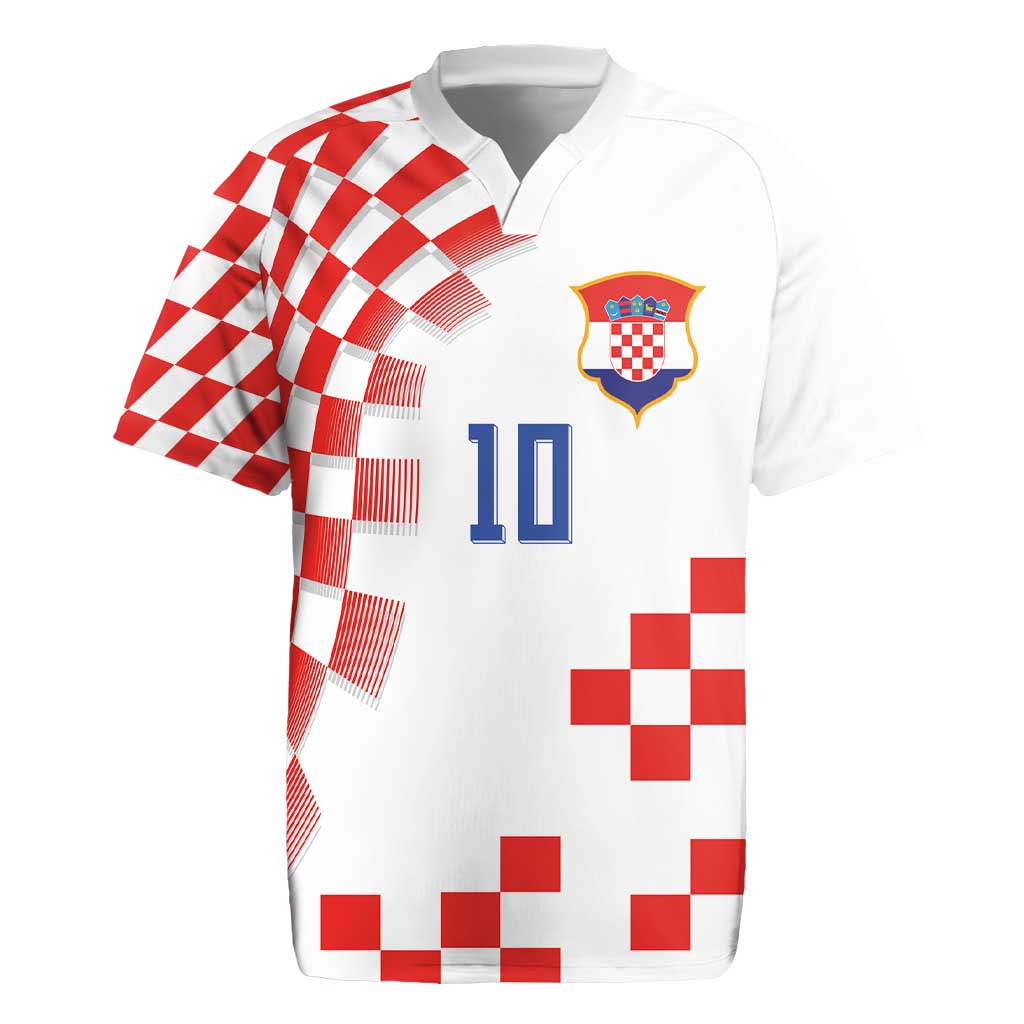 Custom Croatia National Football Rugby Jersey Dynamic Red Heritage Checkerboard Pattern