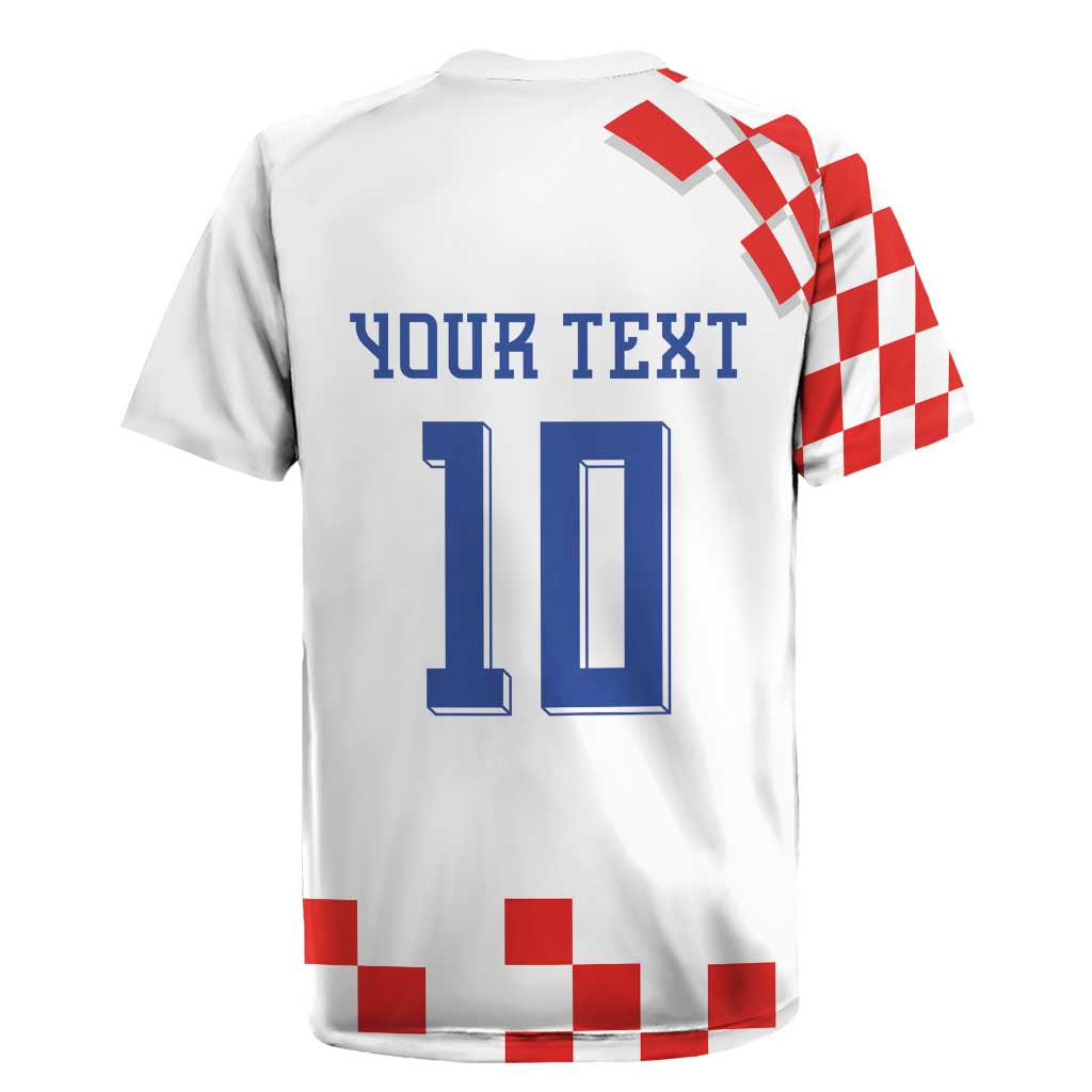 Custom Croatia National Football Rugby Jersey Dynamic Red Heritage Checkerboard Pattern