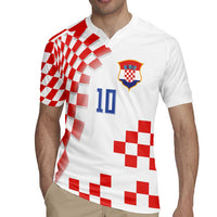 Custom Croatia National Football Rugby Jersey Dynamic Red Heritage Checkerboard Pattern