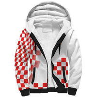 Custom Croatia National Football Sherpa Hoodie Dynamic Red Heritage Checkerboard Pattern