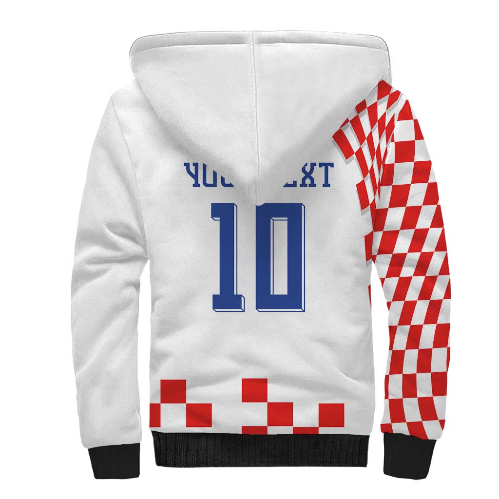 Custom Croatia National Football Sherpa Hoodie Dynamic Red Heritage Checkerboard Pattern
