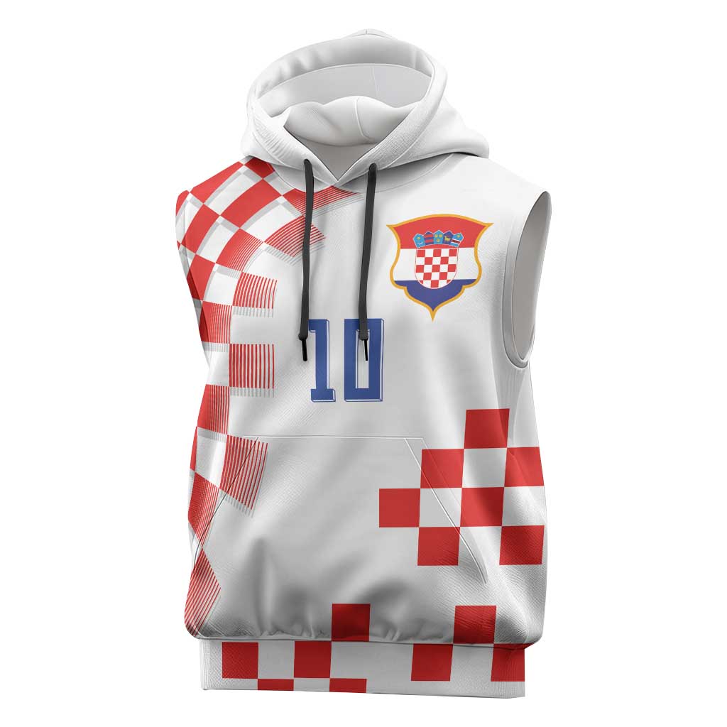 Custom Croatia National Football Sleeveless Hoodie Dynamic Red Heritage Checkerboard Pattern