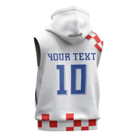 Custom Croatia National Football Sleeveless Hoodie Dynamic Red Heritage Checkerboard Pattern