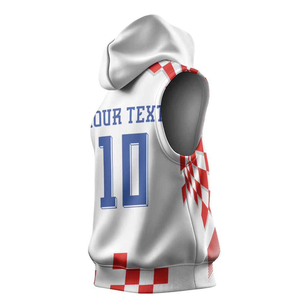 Custom Croatia National Football Sleeveless Hoodie Dynamic Red Heritage Checkerboard Pattern