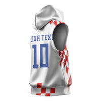Custom Croatia National Football Sleeveless Hoodie Dynamic Red Heritage Checkerboard Pattern