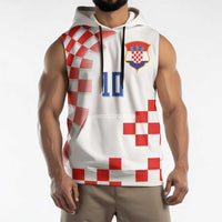 Custom Croatia National Football Sleeveless Hoodie Dynamic Red Heritage Checkerboard Pattern