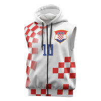 Custom Croatia National Football Sleeveless Zip Hoodie Dynamic Red Heritage Checkerboard Pattern