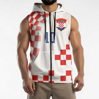 Custom Croatia National Football Sleeveless Zip Hoodie Dynamic Red Heritage Checkerboard Pattern