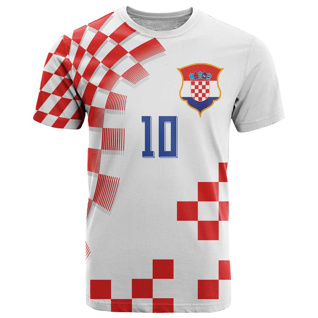 Custom Croatia National Football T Shirt Dynamic Red Heritage Checkerboard Pattern