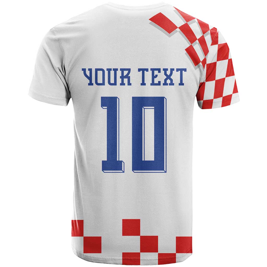 Custom Croatia National Football T Shirt Dynamic Red Heritage Checkerboard Pattern