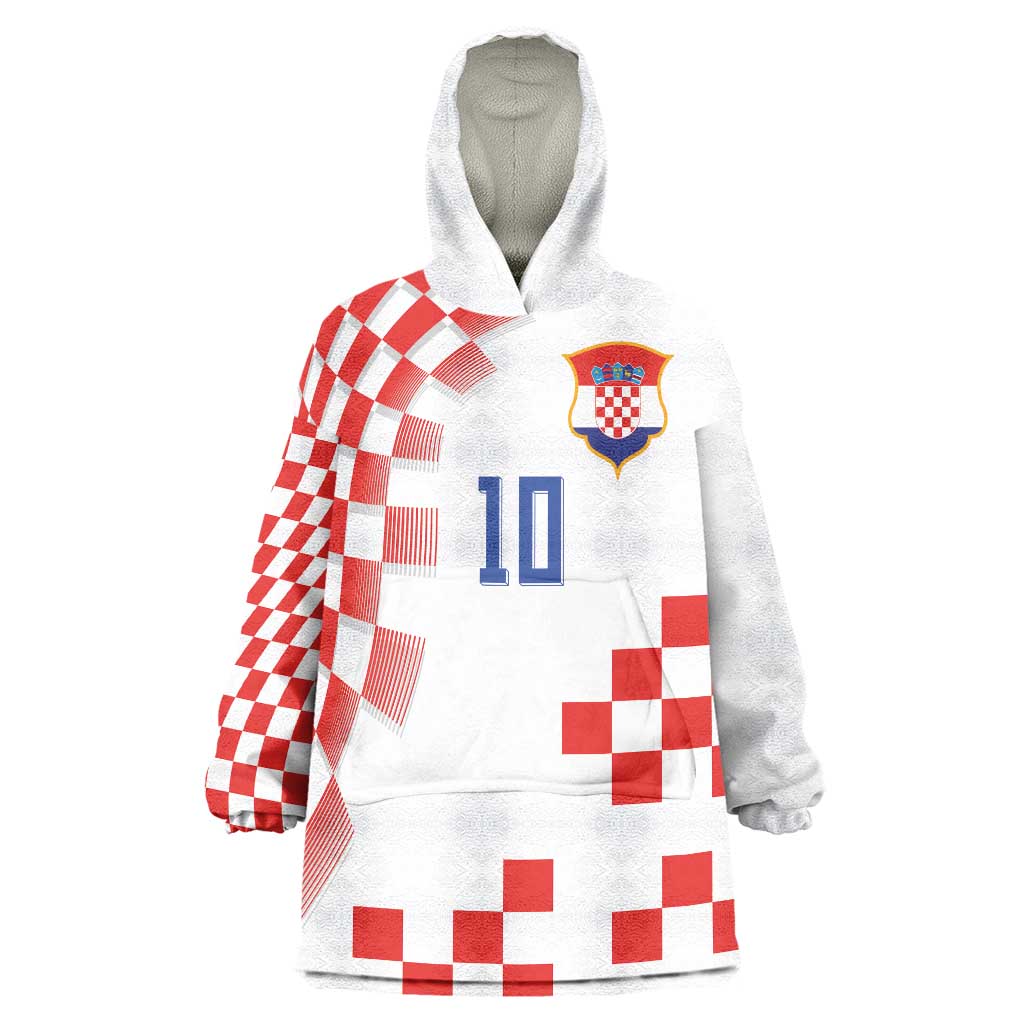 Custom Croatia National Football Wearable Blanket Hoodie Dynamic Red Heritage Checkerboard Pattern