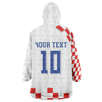 Custom Croatia National Football Wearable Blanket Hoodie Dynamic Red Heritage Checkerboard Pattern