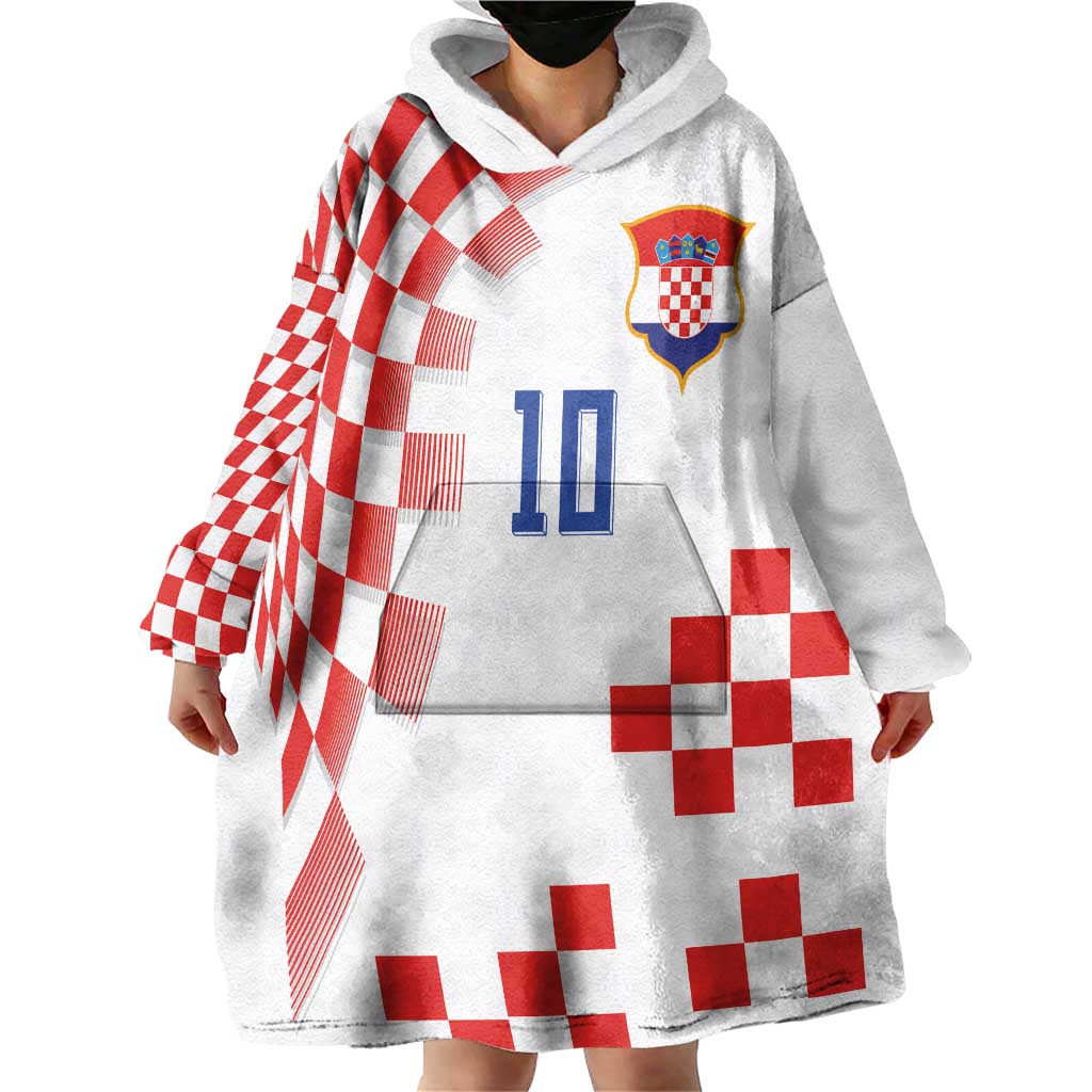 Custom Croatia National Football Wearable Blanket Hoodie Dynamic Red Heritage Checkerboard Pattern