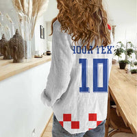 Custom Croatia National Football Women Casual Shirt Dynamic Red Heritage Checkerboard Pattern