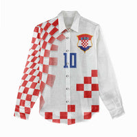 Custom Croatia National Football Women Casual Shirt Dynamic Red Heritage Checkerboard Pattern