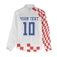 Custom Croatia National Football Women Casual Shirt Dynamic Red Heritage Checkerboard Pattern