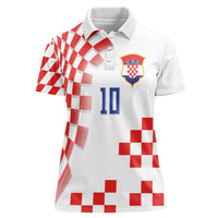 Custom Croatia National Football Women Polo Shirt Dynamic Red Heritage Checkerboard Pattern