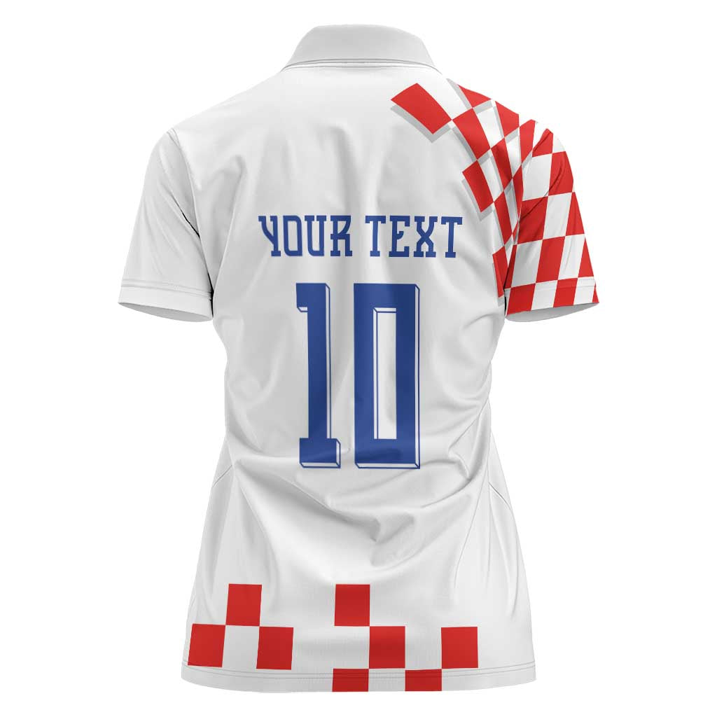 Custom Croatia National Football Women Polo Shirt Dynamic Red Heritage Checkerboard Pattern