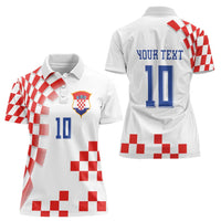 Custom Croatia National Football Women Polo Shirt Dynamic Red Heritage Checkerboard Pattern